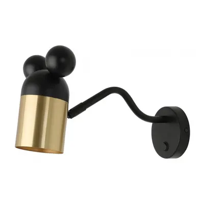 Lustră pentru copii neagră/aurie cu abajur din metal Mouse – GTV