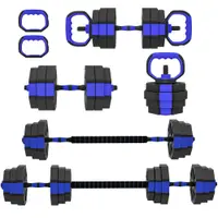 SPORTNOW Set Greutăți de Sală 4 în 1 de 30kg, Convertibil în Kettlebell, 2 Gantere, Haltere și Suport pentru Flotări, Roșu | Aosom Romania