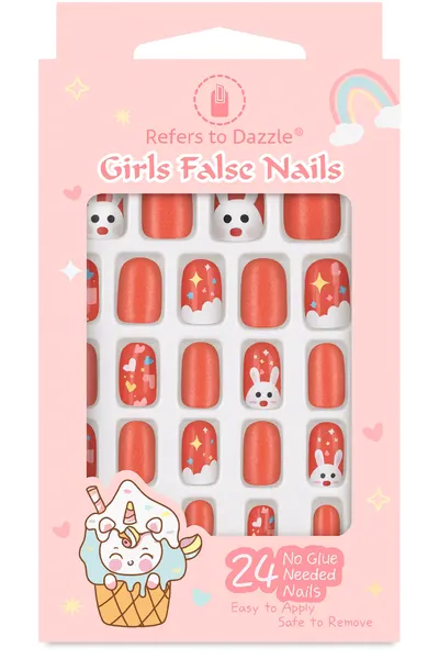 Set 24 Unghii False Press On Bunny & Hearts CM44A