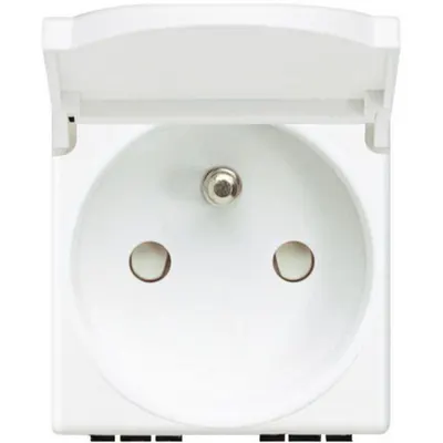 Priza 2P+T cu capac LiVing Light - Conexiune cu surub - Alb - 2 module