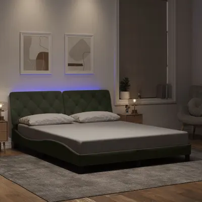 vidaXL Cadru de pat cu LED fără saltea, gri deschis, 160x200 cm, catifea