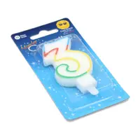 Lumanare aniversara multicolora cifra 3