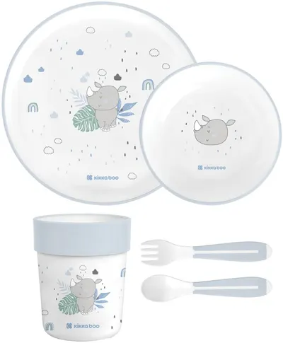 Set de masă din plastic KikkaBoo - Savanna, albastru