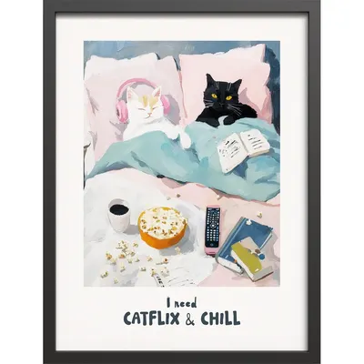 Tablou cu ramă imprimat 30x40 cm Catflix – Styler
