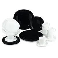 Serviciu de Masa 30 Piese, Portelan, Carine, Alb si Negru