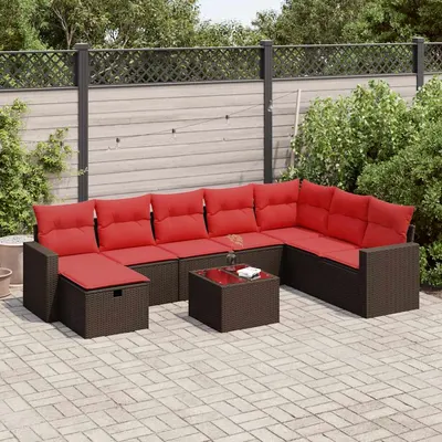 Gossi set canapele de gradina cu perne, 9 piese, maro, poliratan