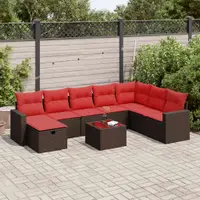 Gossi set canapele de gradina cu perne, 9 piese, maro, poliratan