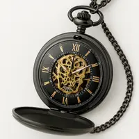 Gorben P186 Ceas de Buzunar Mecanic Retro Skeleton, Hand Wind, Lanț, Roman