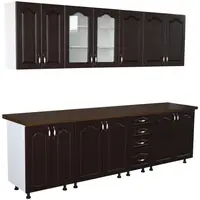 Bucatarie Zebra 260 cm din MDF Wenge cu blat termoizolant negru