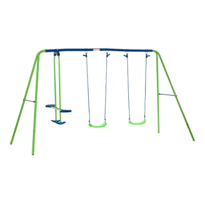 Outsunny Set Leagăn de Grădină cu Leagăn Dublu și 2 Leagăne Simple, 280x140x178 cm, Verde | Aosom Romania