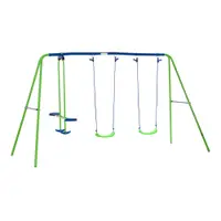 Outsunny Set Leagăn de Grădină cu Leagăn Dublu și 2 Leagăne Simple, 280x140x178 cm, Verde | Aosom Romania
