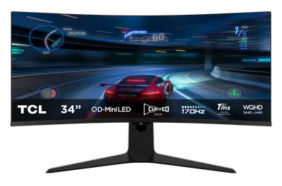 Monitor Consumer TCL 34R83Q, 34", 3440 x 1440 pixeli, Negru-Alb, 2 ani Garantie