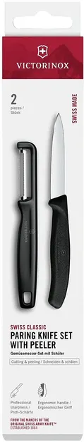 Set cuțit și curățător Victorinox Swiss Classic - 2 piese, negre