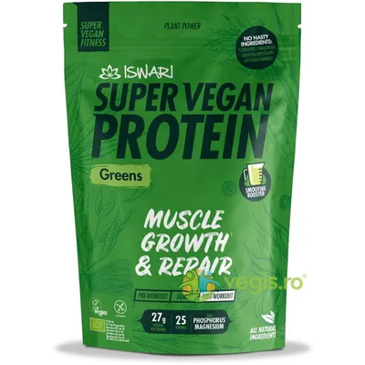 Proteina Super Vegan Verde Potrivita dupa Efort (Format Mediu) fara Gluten Ecologica/Bio 875g