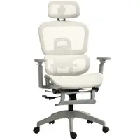 HOMCOM Scaun de birou, scaun ergonomic pentru birou cu acoperire din plasă, reglabil, pe roți, cu cotiere, tetieră, Bej | Aosom Romania