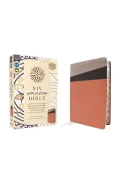 NIV Application Bible, Leathersoft, Coral/Gray, Red Letter, Thumb Indexed, Comfort Print: Bringing the Ancient Message of the Bible Into Your World