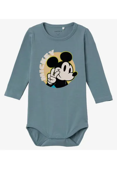 Body din bumbac organic cu print Mickey Mouse