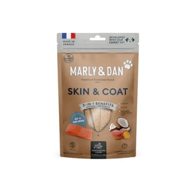 MARLY&DAN Skin&Coat, XS-XL, Somon, punguță recompense funcționale fără cereale câini, piele & blană, 80g