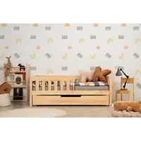 Pat pentru copii în culoare naturală cu extensie suplimentară cu spațiu de depozitare cu somieră 120x200 cm CP – Adeko