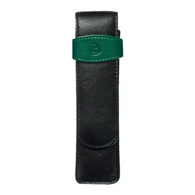 Etui din piele, pentru 2 instrumente de scris, negru-verde, TG22, Pelikan
