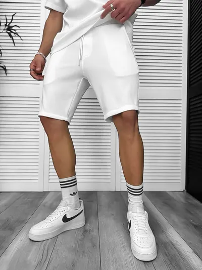 Pantaloni de trening scurti,albi 8207B D6-3.4