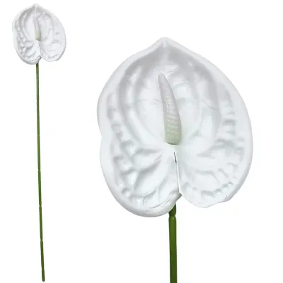 Floare artificiala Anthurium( floarea flamingo) 9 x 8.5 cm capat floare 40 cm lungime