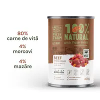 Fresh Farm Goulash, cu vita si morcovi, hrana umeda pentru caini, fara cereale, 400 gr