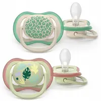 Set 2 suzete, Philips Avent, Colectia Ultra Air, Ortodontice, Fara BPA, Cu orificii mari de aerisire, Scade riscul de malocluzie, 6-18 luni, Cu model, Fistic