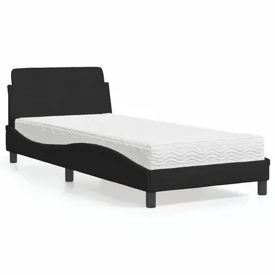 vidaXL Pat cu saltea, Dover, negru, 90x200 cm, textil