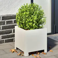 Gossi jardiniere de gradina, 2 buc., alb, 30x30x30 cm, otel