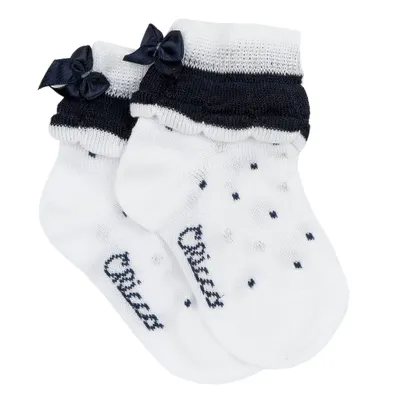 Sosete scurte copii Chicco, Alb Cu Bleumarin, 05557-66MFCO