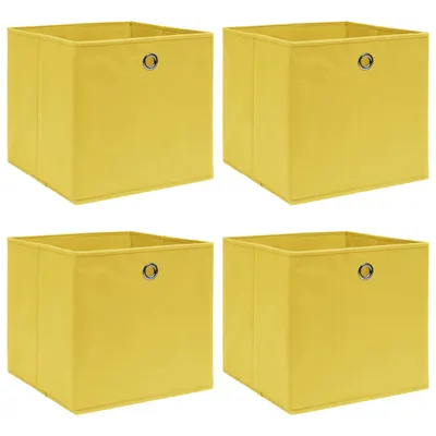 vidaXL Cutii de depozitare, 4 buc., galben, 32x32x32 cm, textil