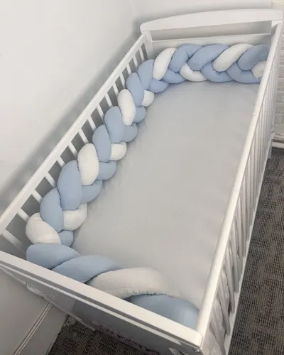 Aparatoare impletita in 3 din bumbac, lungime 240 cm Albastru Pal