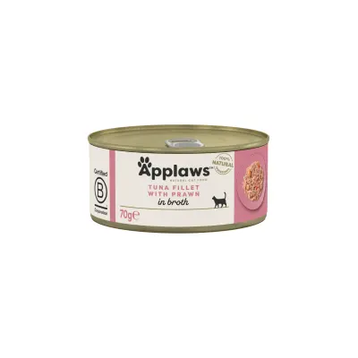 APPLAWS File, Ton și Creveți, conservă hrană umedă pisici, (în supă), 70g