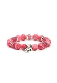 Bratara dama realizata manual - din pietre semipretioase de Rodocrozit si Morganit - Rose - margele de 8mm - rosie -