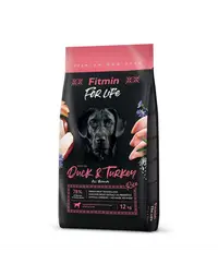 FITMIN dog For Life Duck & Turkey 12 kg hrana caine adult, rata si curcan