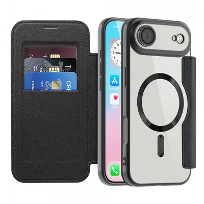 Husa MagSafe pentru Apple iPhone 17 Air, Techsuit, SmartMag Book, Neagra