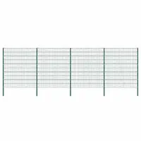 vidaXL Panou de gard cu stâlpi din fier, verde, 694,5x200 cm