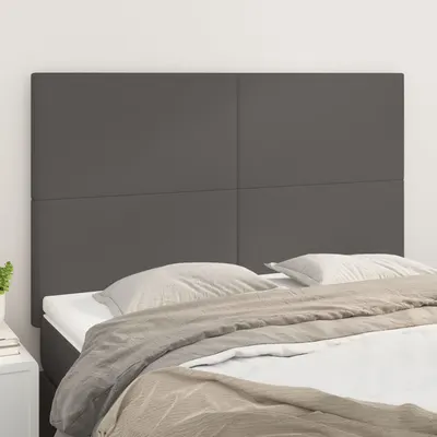 vidaXL Tăblie de pat gri 144x5x118/128 cm piele ecologică