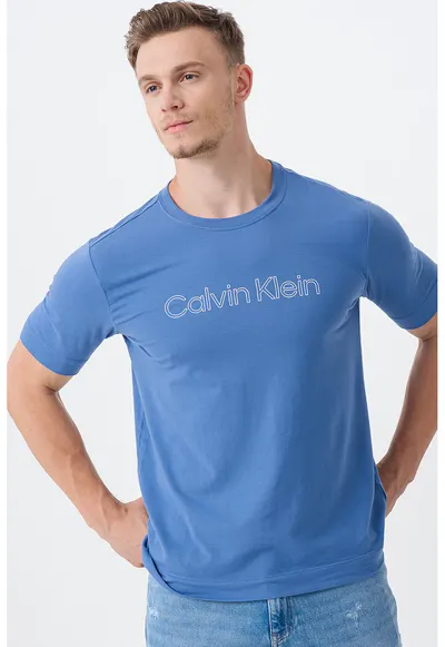 Tricou cu logo pentru antrenament - Albastru pastel/Alb optic