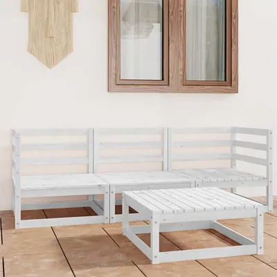 Gossi set mobilier de gradina, 4 piese, alb, lemn masiv de pin