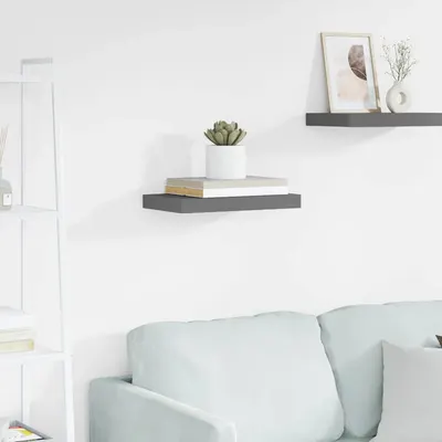 vidaXL Raft de perete suspendat, gri extralucios, 40x23,5x3,8 cm, MDF