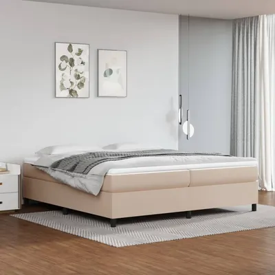 vidaXL Cadru de pat cu arcuri, cappuccino, 200x200 cm, piele ecologică