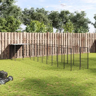 vidaXL Padoc pentru câini, negru, 7,26 m², oțel