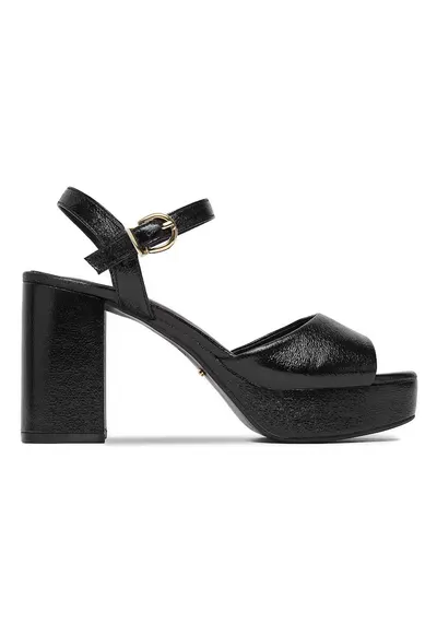 Sandale de dama - toc clasic - negru - material sintetic