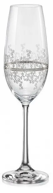 Pahare de șampanie din cristal Bohemia - Viola Platinum, 6 buc., 190 ml