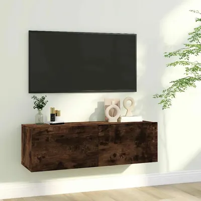 vidaXL Comodă TV de perete, stejar afumat, 100x30x30 cm,lemn prelucrat