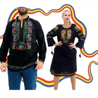 Set Cuplu Traditional 397 Camasa Traditionala si Rochie Traditionala