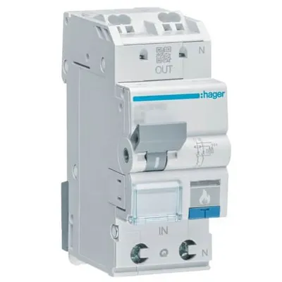 Dispozitiv de detectare a defectelor de arc electric AFDD, 1P+N, 6A, curba B, tip A, 6kA Hager ARC906D