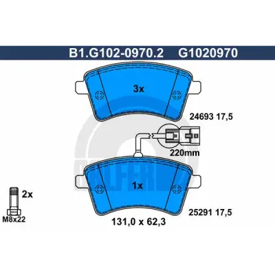 Set placute frana, frana disc GALFER B1.G102-0970.2